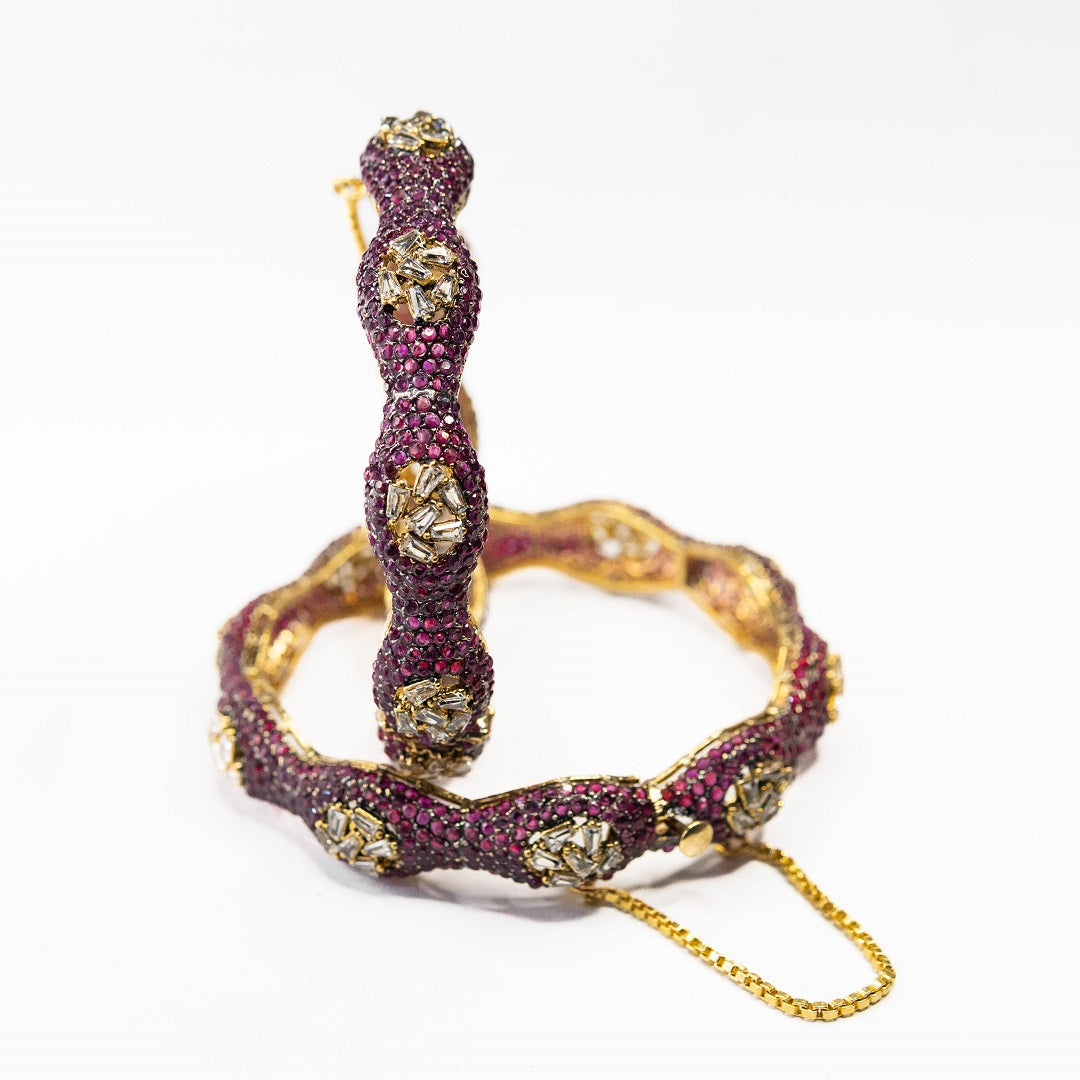 Emerald Wave Maroon Bangle Set (2 Pcs)