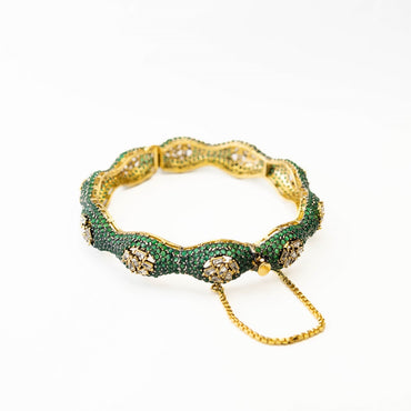 Emerald Wave Green Kara Bangle Set (2 Pcs)
