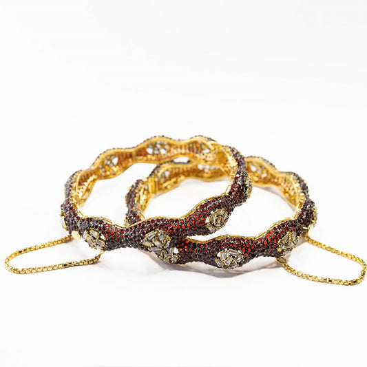 Emerald Wave Maroon Bangle Set (2 Pcs)