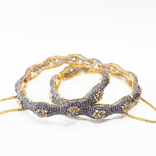 Emerald Wave Purple Bangle Set (2 Pcs)