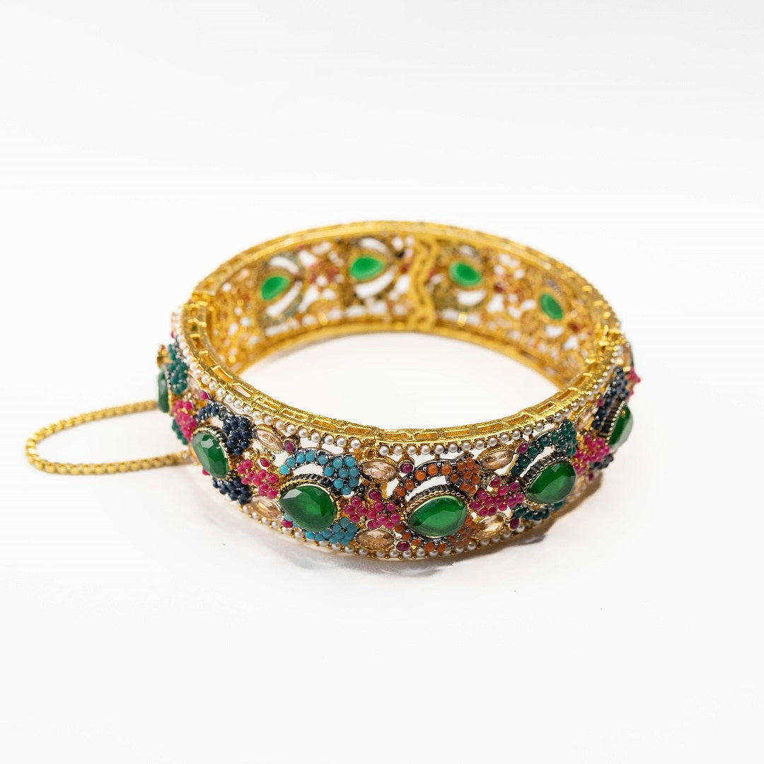 Regal Ruby Emerald Bangle Set (2 Pcs)