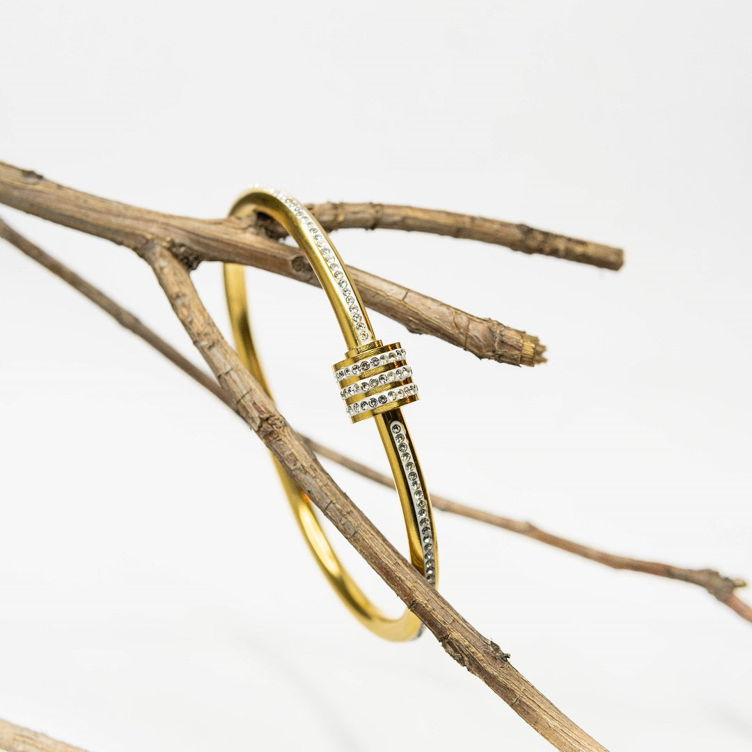 Golden Bead Edge Bangle